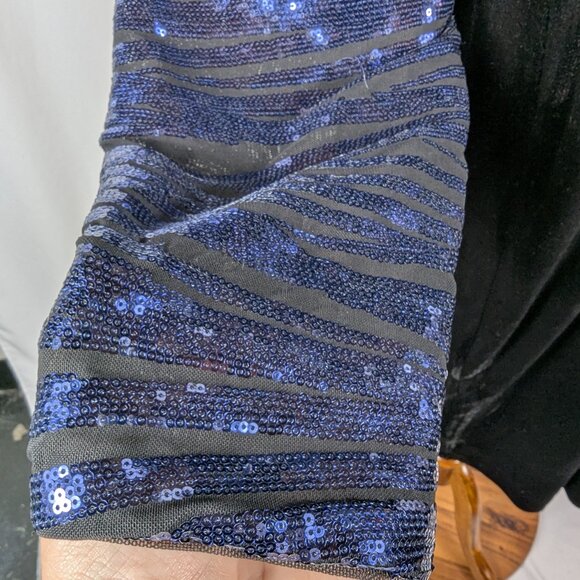 Lane Bryant Dress Black Velvet Blue Sequin Sleeve V-Neck V-Back Size 28 NEW NWT - Picture 5 of 11